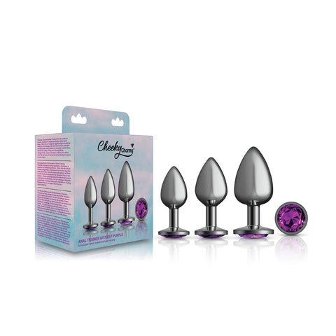 Purple Round Gem Anal Trainer Kit with Small Medium Large Plugs > Anal Range > Butt Plug Kits