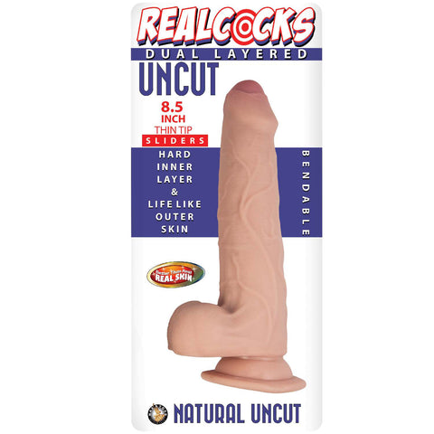 Realcocks Dual Layered Bendable Uncut Dildo With Suction Base Dongs Realistic