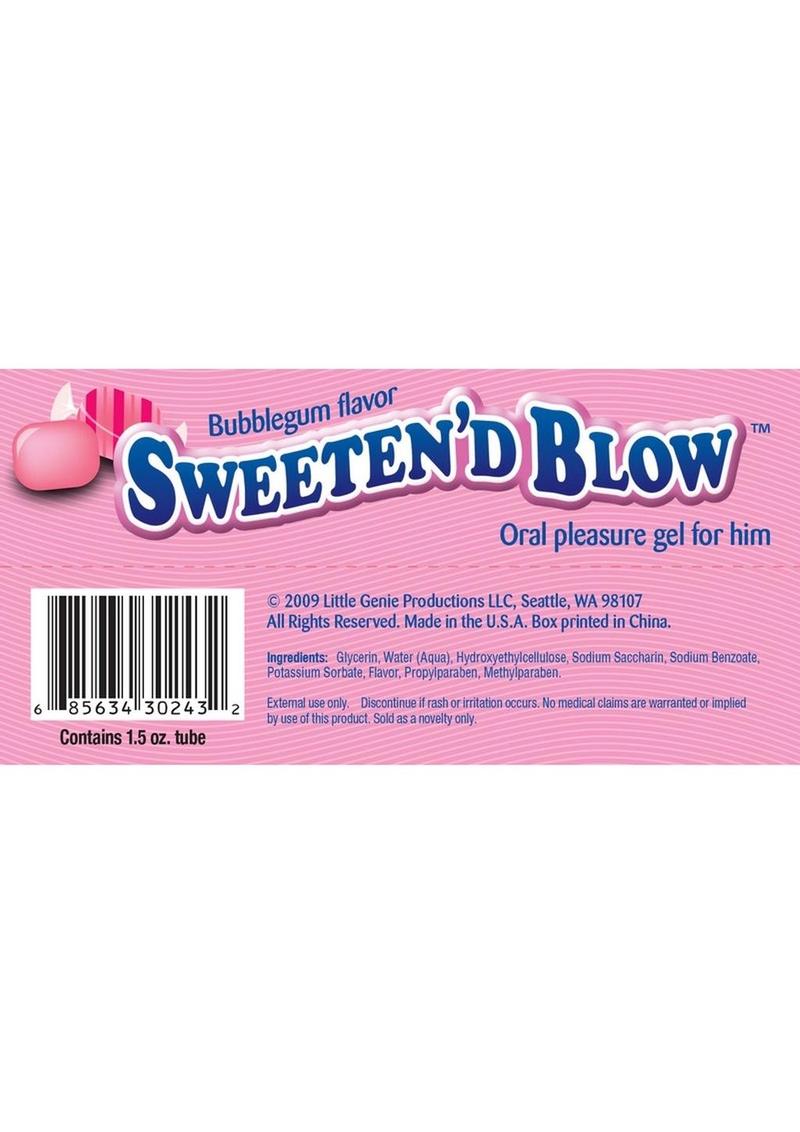 Sweeten'd Blow Bubble Gum Flavored Edible Oral Sex Gel > Lube > Oral Gels & Sprays