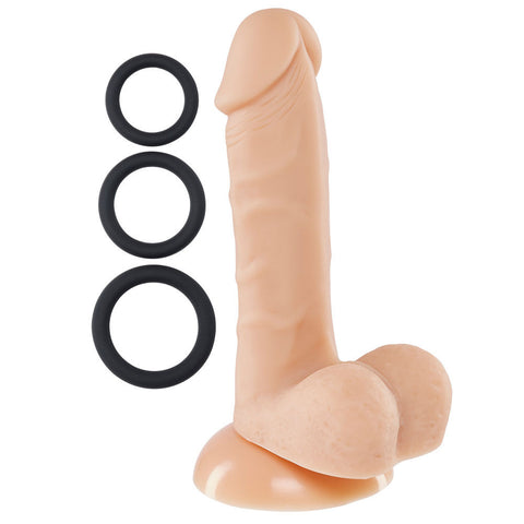 Cloud 9 Premium Silicone 8 Inch Dong with Three Cock Rings Dongs Realistic