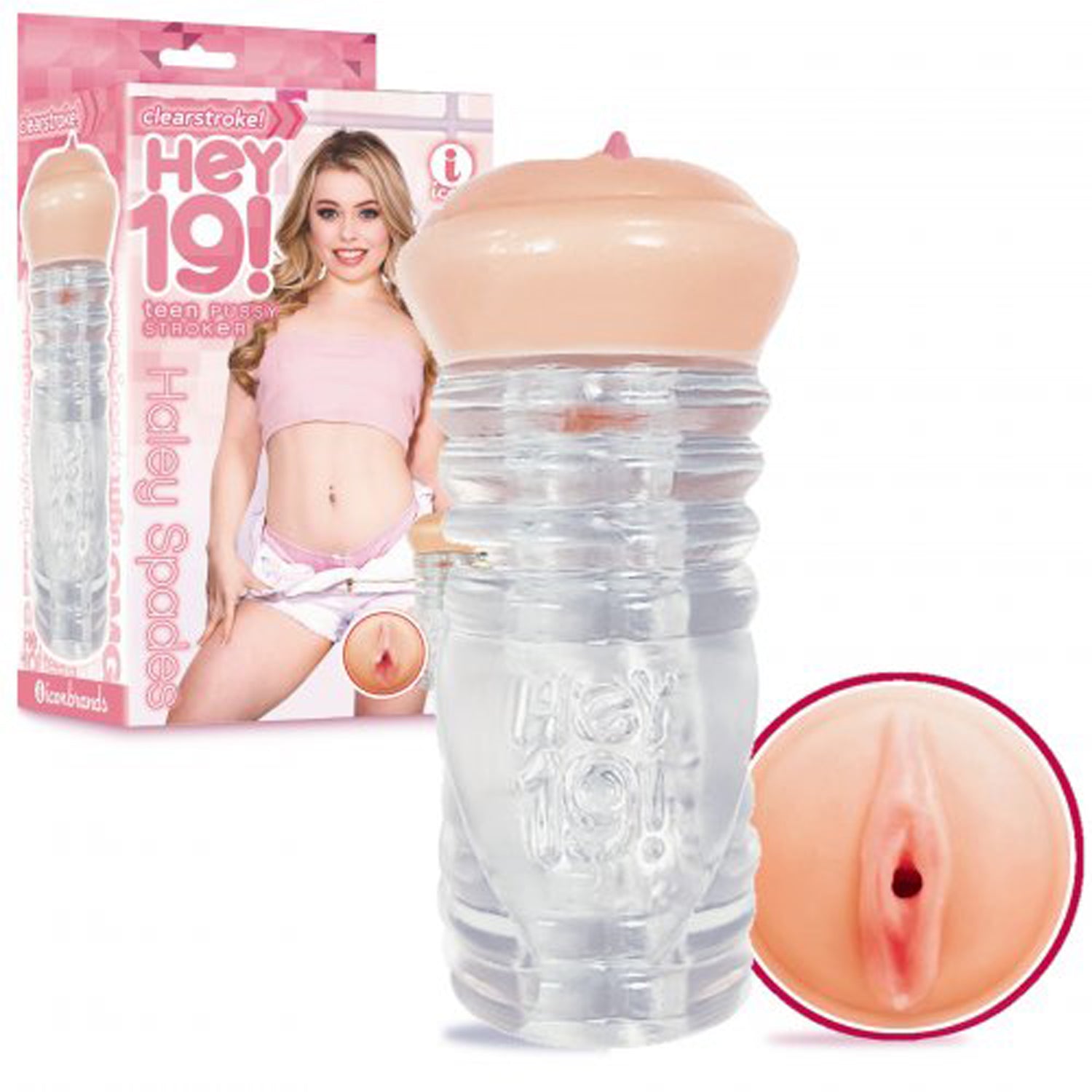 Hey 19 Clear Stroker with Realistic Haley Spades Lips Design Beige > Sex Toys For Men > Masturbators > Pornstar Main image