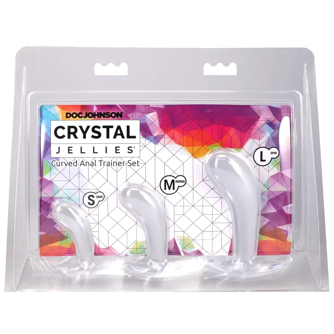 Crystal Jellies Curved Anal Trainer Set Phthalate-Free Silicone 3 Sizes Anal Plug Set Clear > Anal Range > Butt Plug Kits