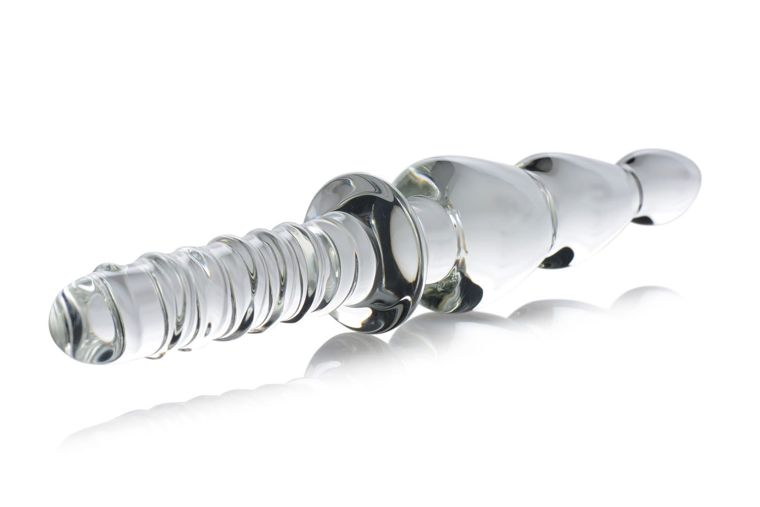 Saber Glass Anal Thruster with Graduated Links and Handle > Sex Toys > Glass