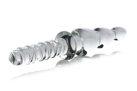 Saber Glass Anal Thruster with Graduated Links and Handle > Sex Toys > Glass