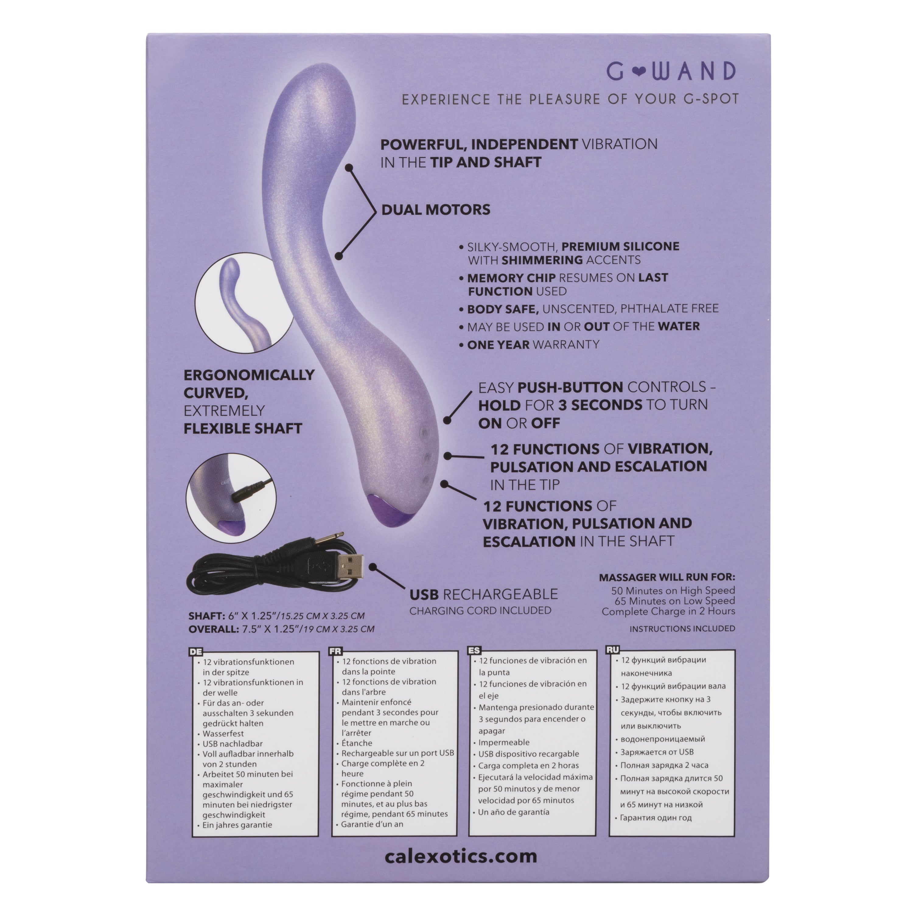 G-Love G-Wand Curved Adult Intimacy Massager with Dual Action Vibrators