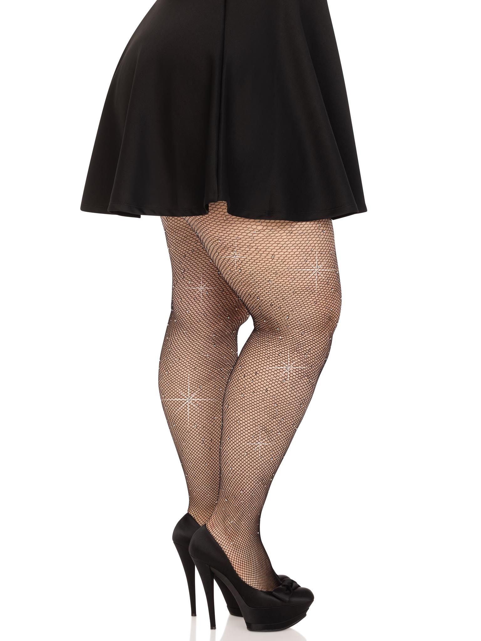 Leg Avenue Colby Rhinestone Fishnet Tights (Black) – Curvy Tights Lingerie & Sexy Apparel