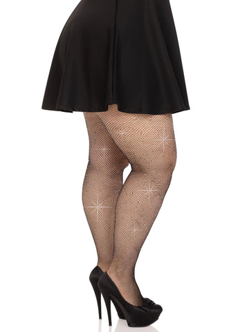 Leg Avenue Colby Rhinestone Fishnet Tights (Black) – Curvy Tights Lingerie & Sexy Apparel