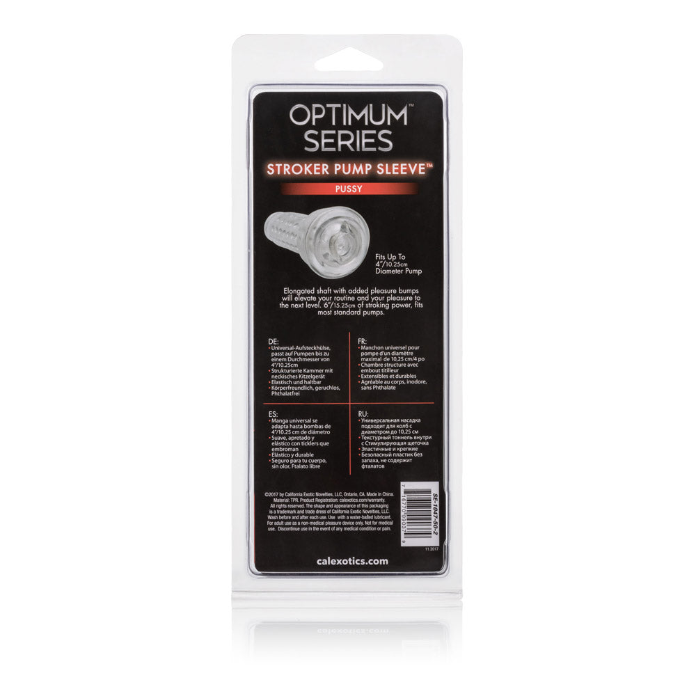 Optimum Series Realistic Stroker Pump Sleeve Pussy 6 Inch Clear Strokers - Manual