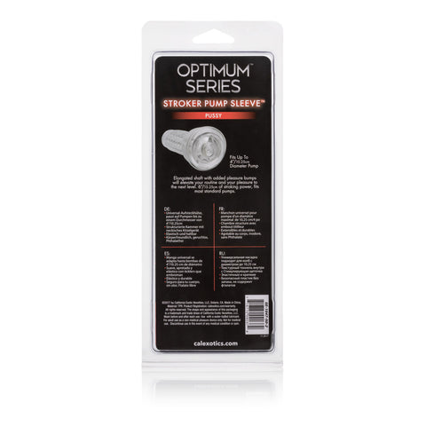 Optimum Series Realistic Stroker Pump Sleeve Pussy 6 Inch Clear Strokers - Manual