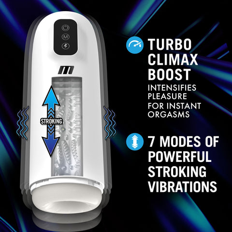 M for Men Robo-Bator White Vibrating Male Masturbator Toy Strokers - Auto