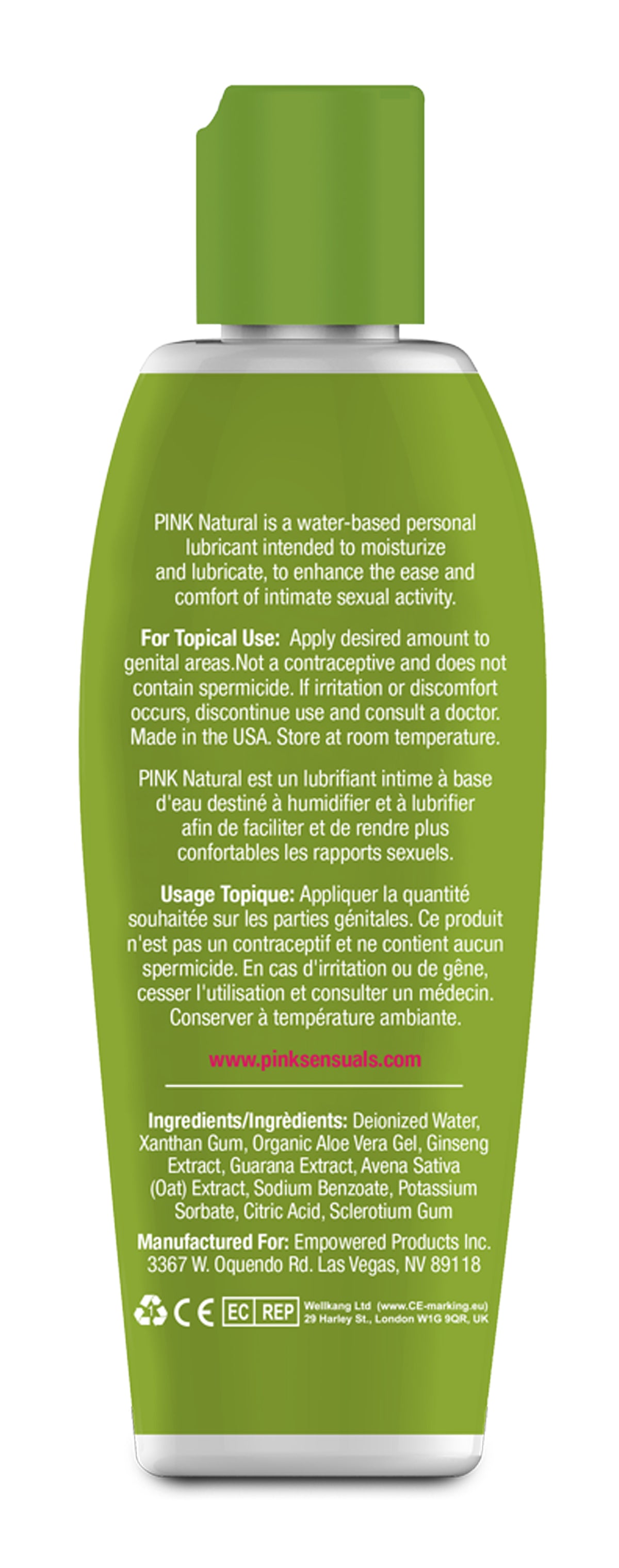 Pink Natural 4.7 Oz Water-Based Lubricant with Aloe Vera Extract > Lube > Water Based