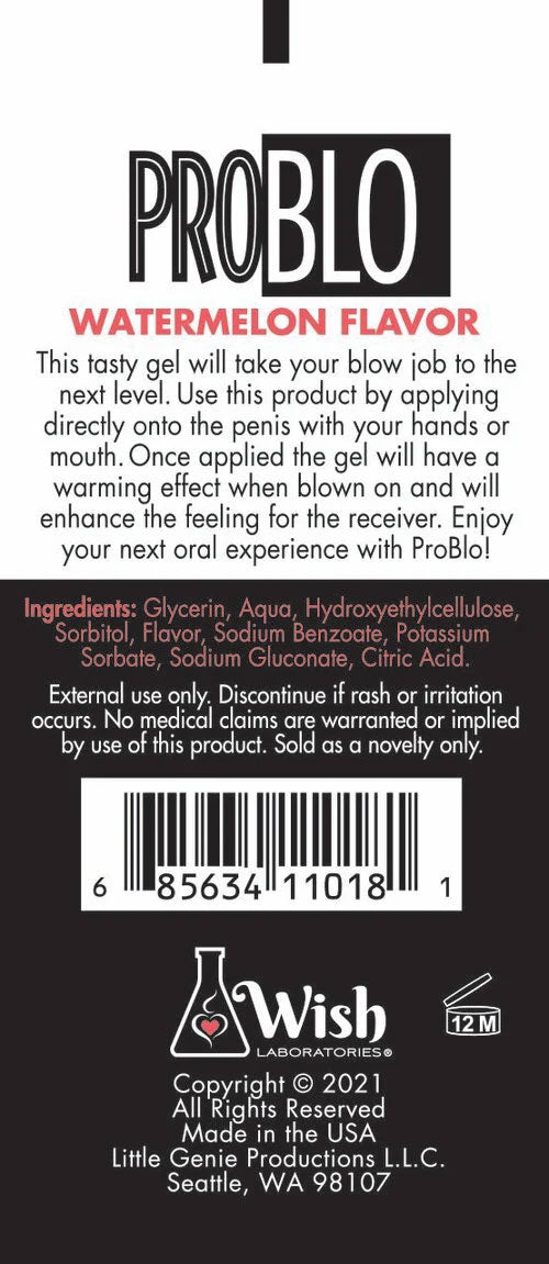 Watermelon Blow Job Gel Warming Oral Lubricant 1.5 Ounce > Lube > Oral Gels & Sprays