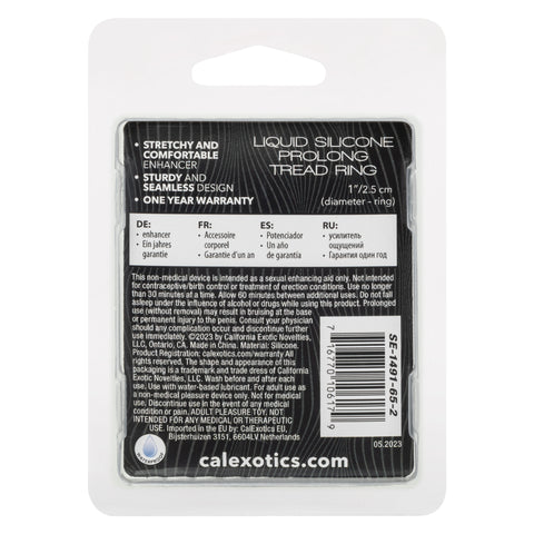 Alpha Liquid Silicone Prolong Tread Ring Black 1 Inch Diameter Stretchy Durable Waterproof COCK RINGS