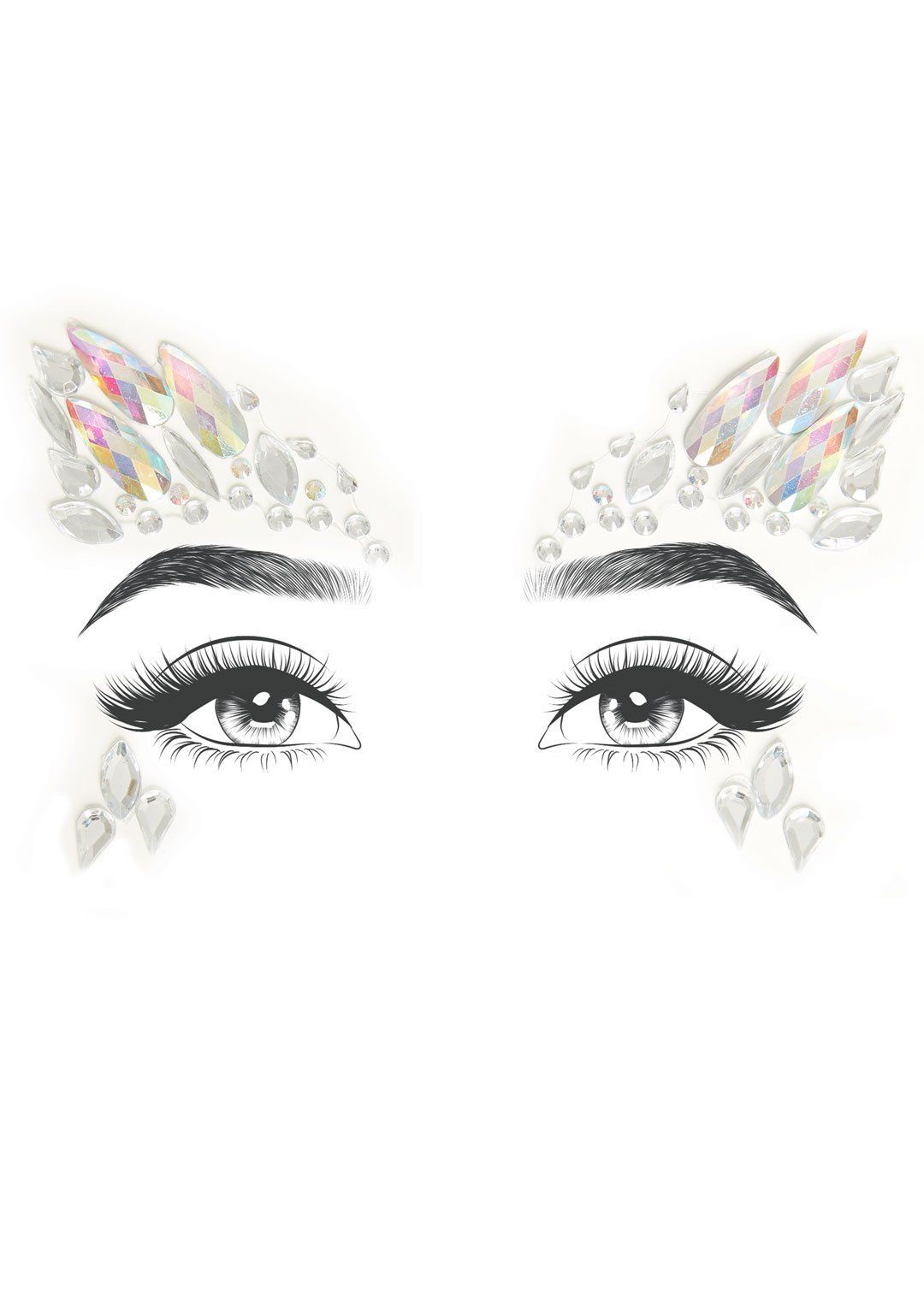 Arista Adhesive Face Jewels Stickers for Costume Makeup Clear Body Jewelry (Non Piercing)