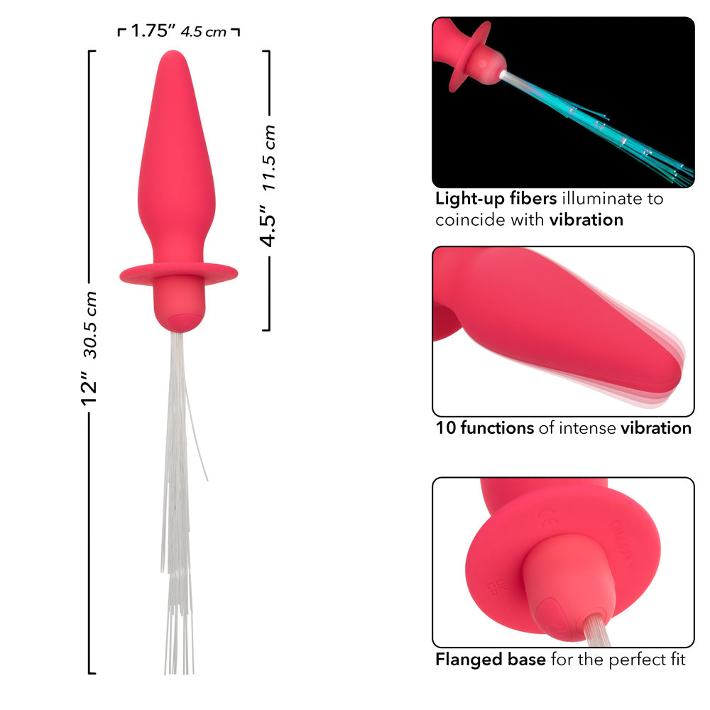 Southern Lights Vibrating Light Up Anal Probe Pink Silicone 10-Function USB Rechargeable 40-Minute Playtime Butt Plugs - Vibrating