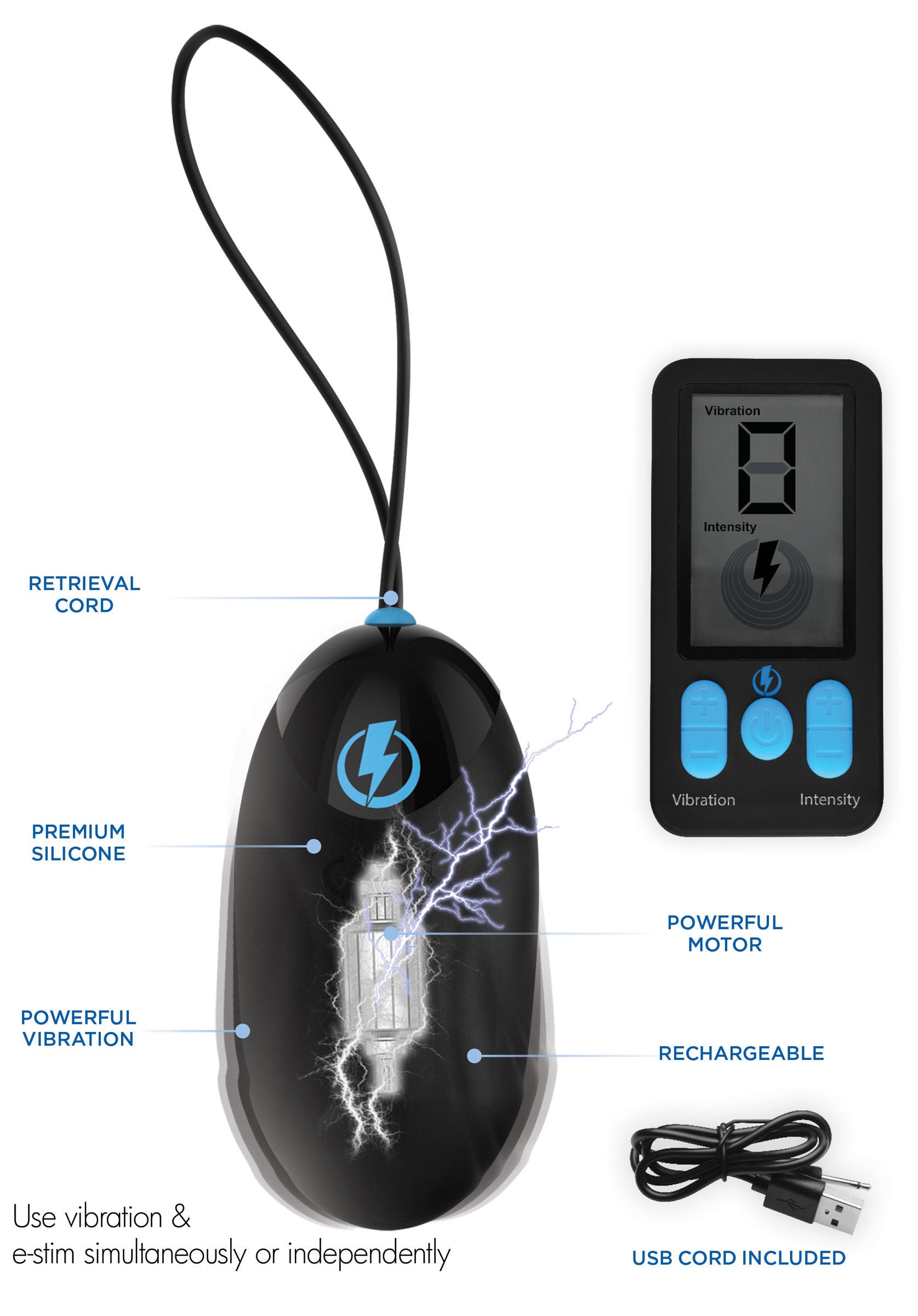 E-Stim Pro Silicone Vibrating Egg with Wireless Remote Control BULLETS & EGGS
