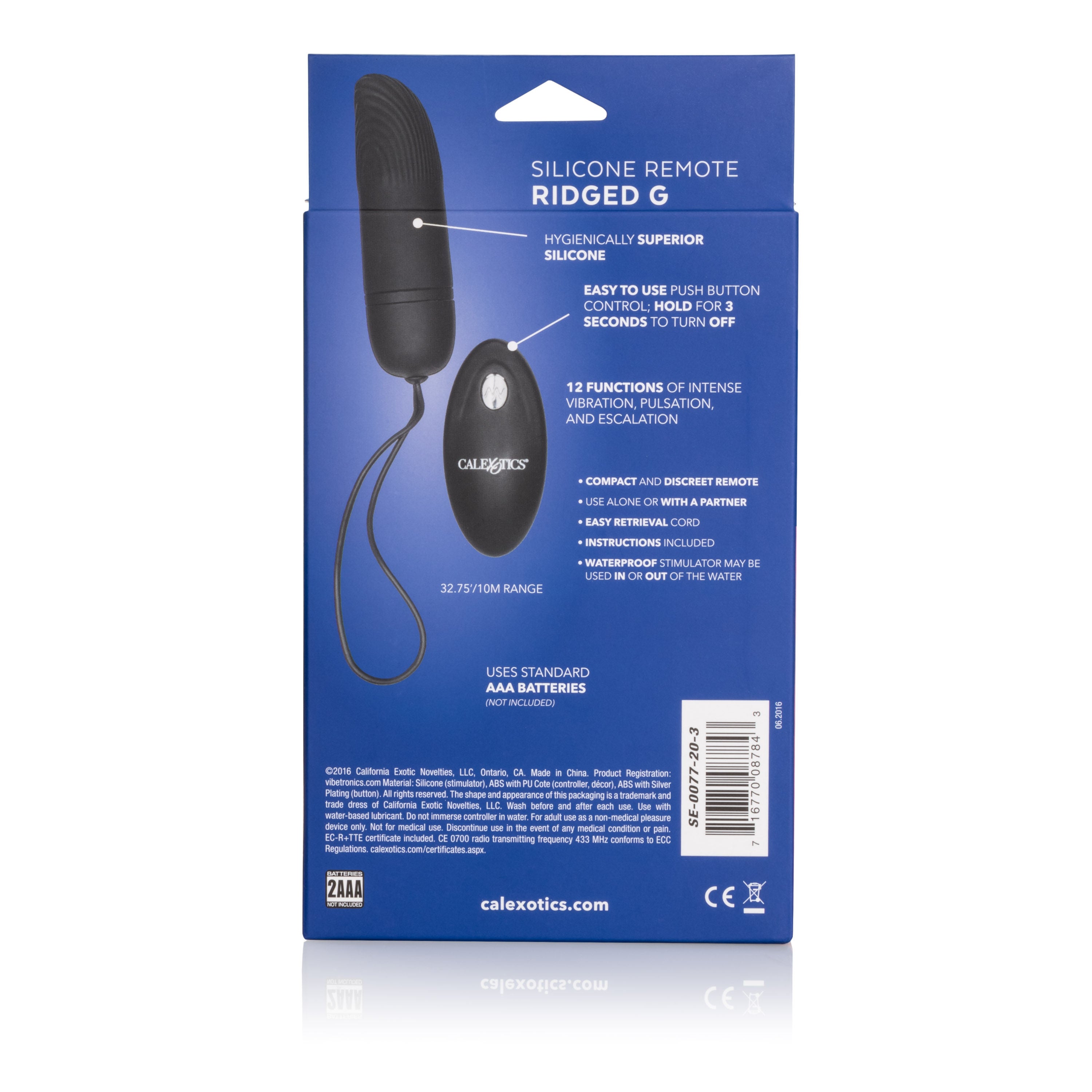 Silicone Remote Ridged G Vibrator with 12 Intense Functions BULLETS