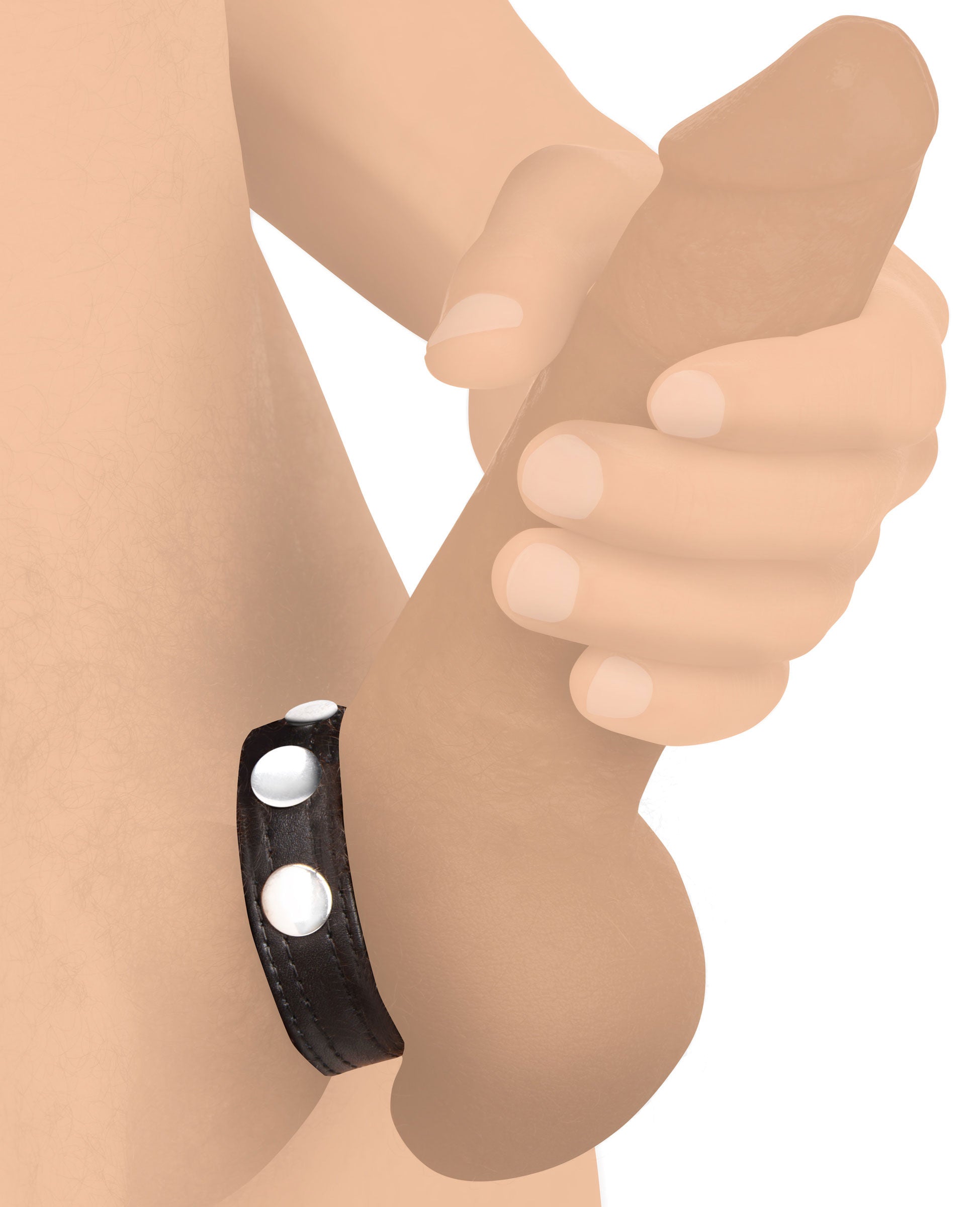 Leather Adjustable Speed Snap Cock Ring for Men Black