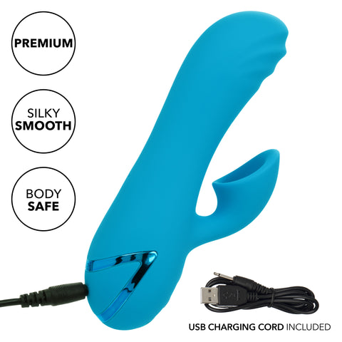 California Dreaming Sunset Beach Seducer Blue Silicone Dual Stimulator with 3 Vibration Speeds and 10 Suction Functions VIBRATORS-RABBIT