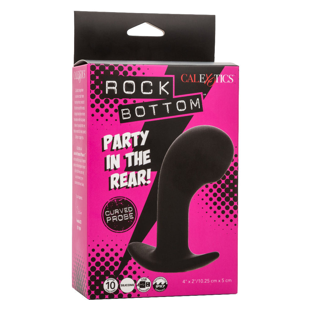 Rock Bottom Curved Prostate Probe Black Rechargeable Toy Black Prostate Tools