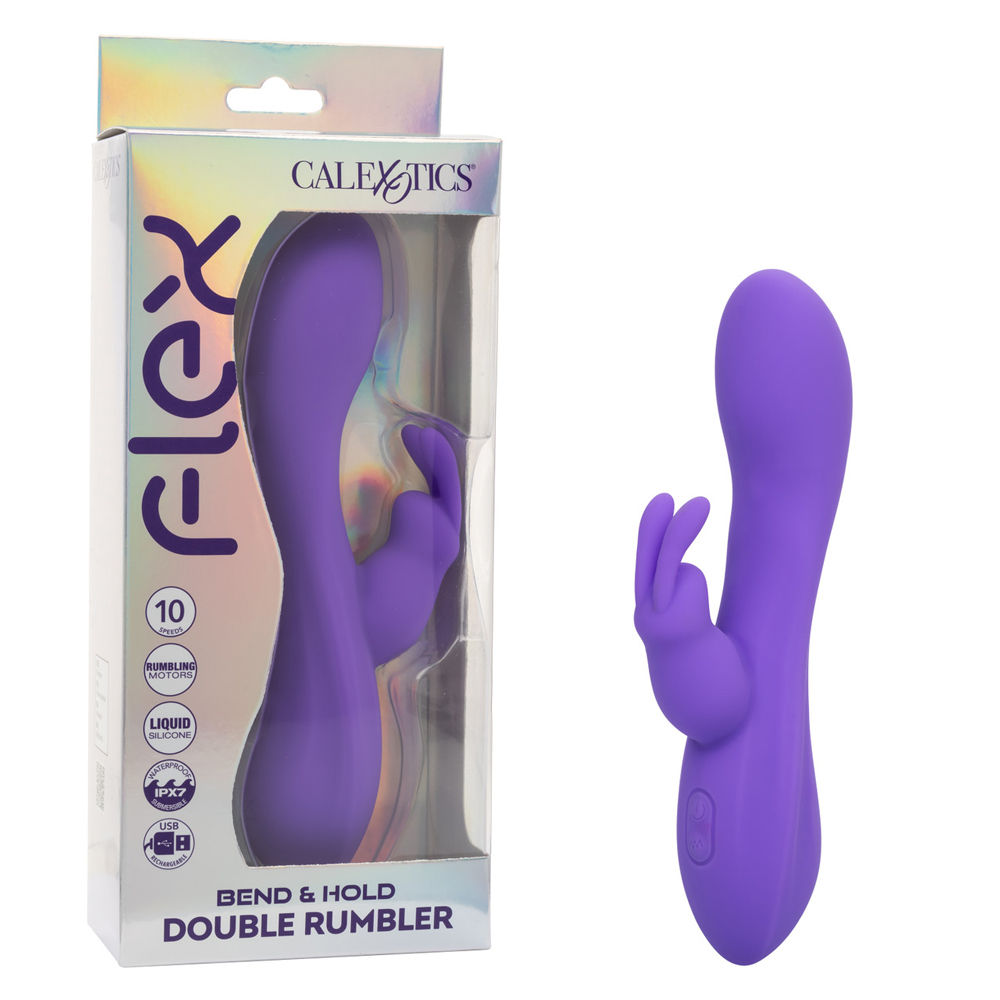 Flex Bend and Hold Double Rumbler Vibrator in Purple for Couples Purple VIBRATORS-RABBIT