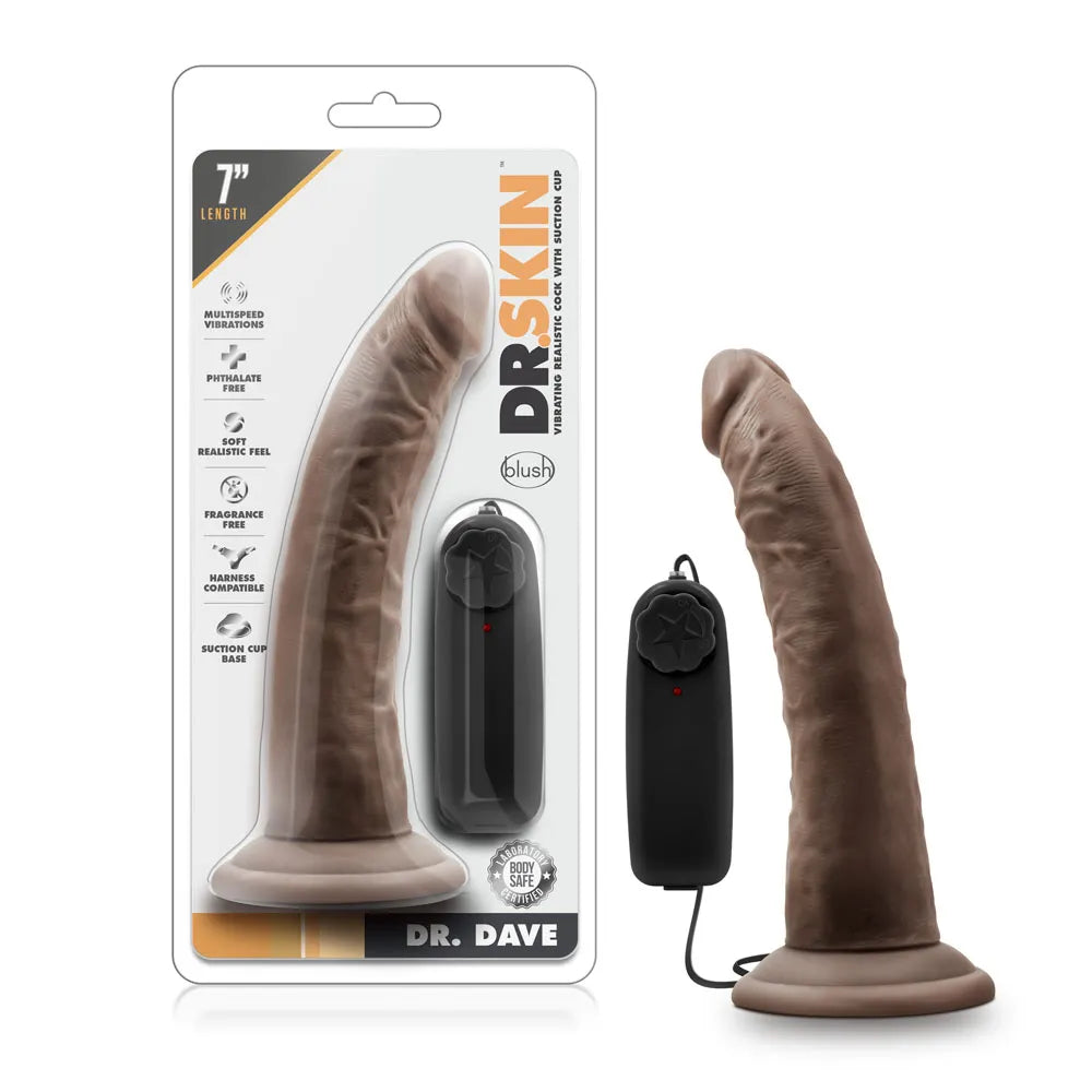 Dr. Skin Dr. Dave - 7-Inch Multi-Speed Suction Cup Vibrating Cock Black > Vibrators > Realistic Vibrators