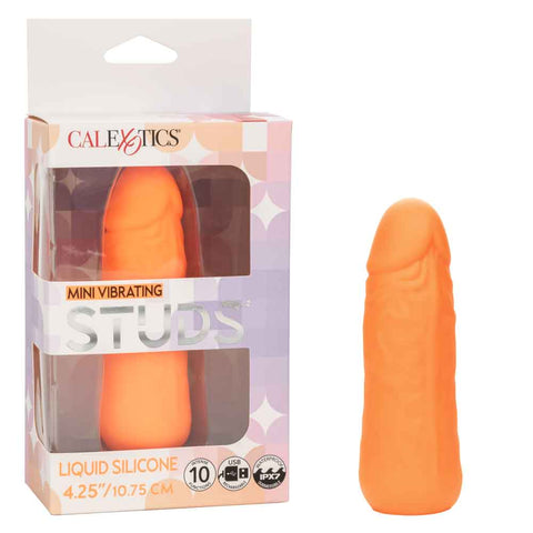Mini Vibrating Studs 4.25"/10.75cm Liquid Silicone Vibrator Orange BULLETS