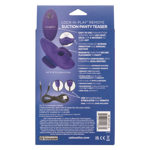 Lock-N-Play Remote Suction Panty Teaser with Vibrations Purple BULLETS