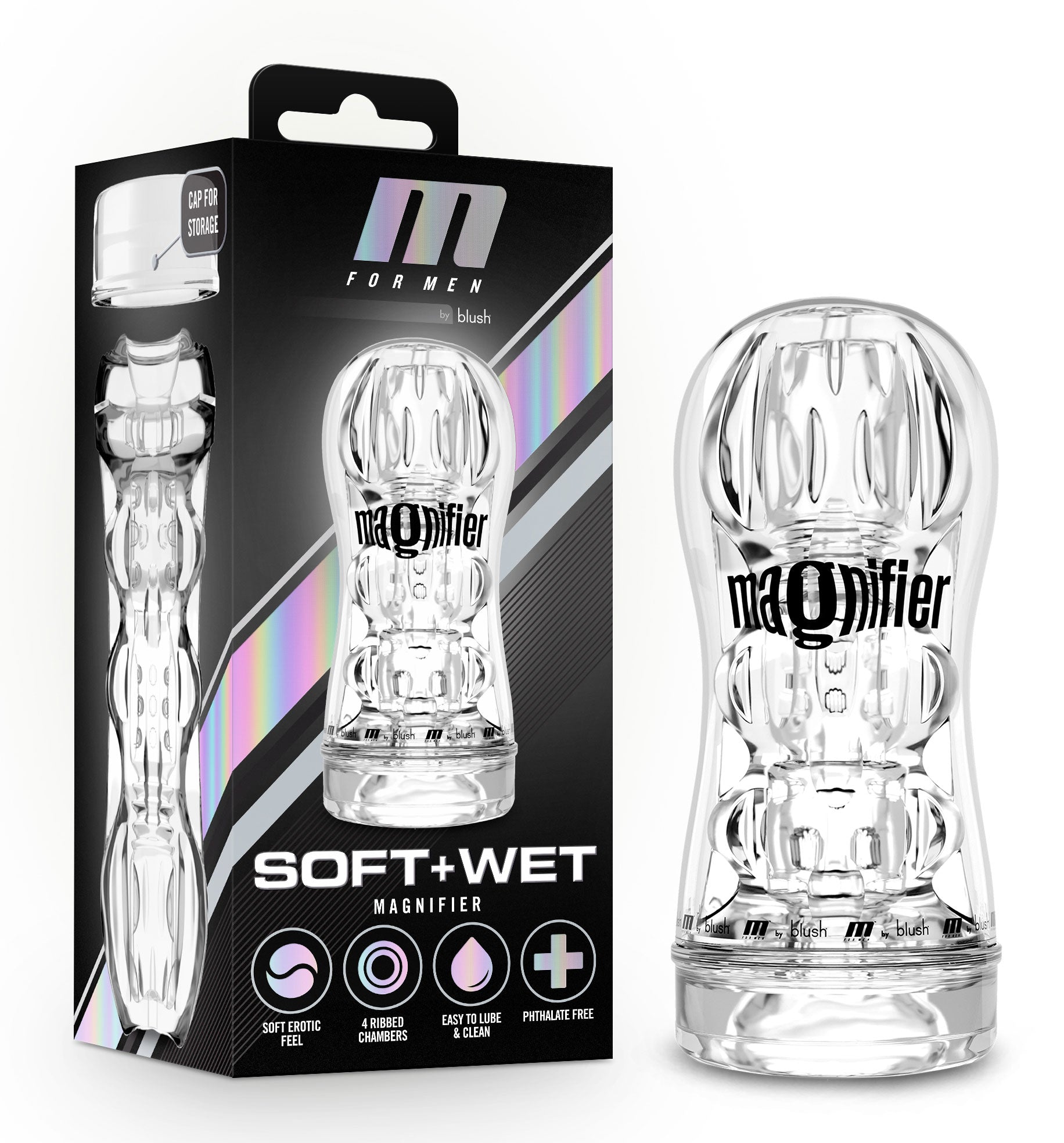 M for Men Clear Soft and Wet Magnifier Male Masturbation Aid Strokers - Manual