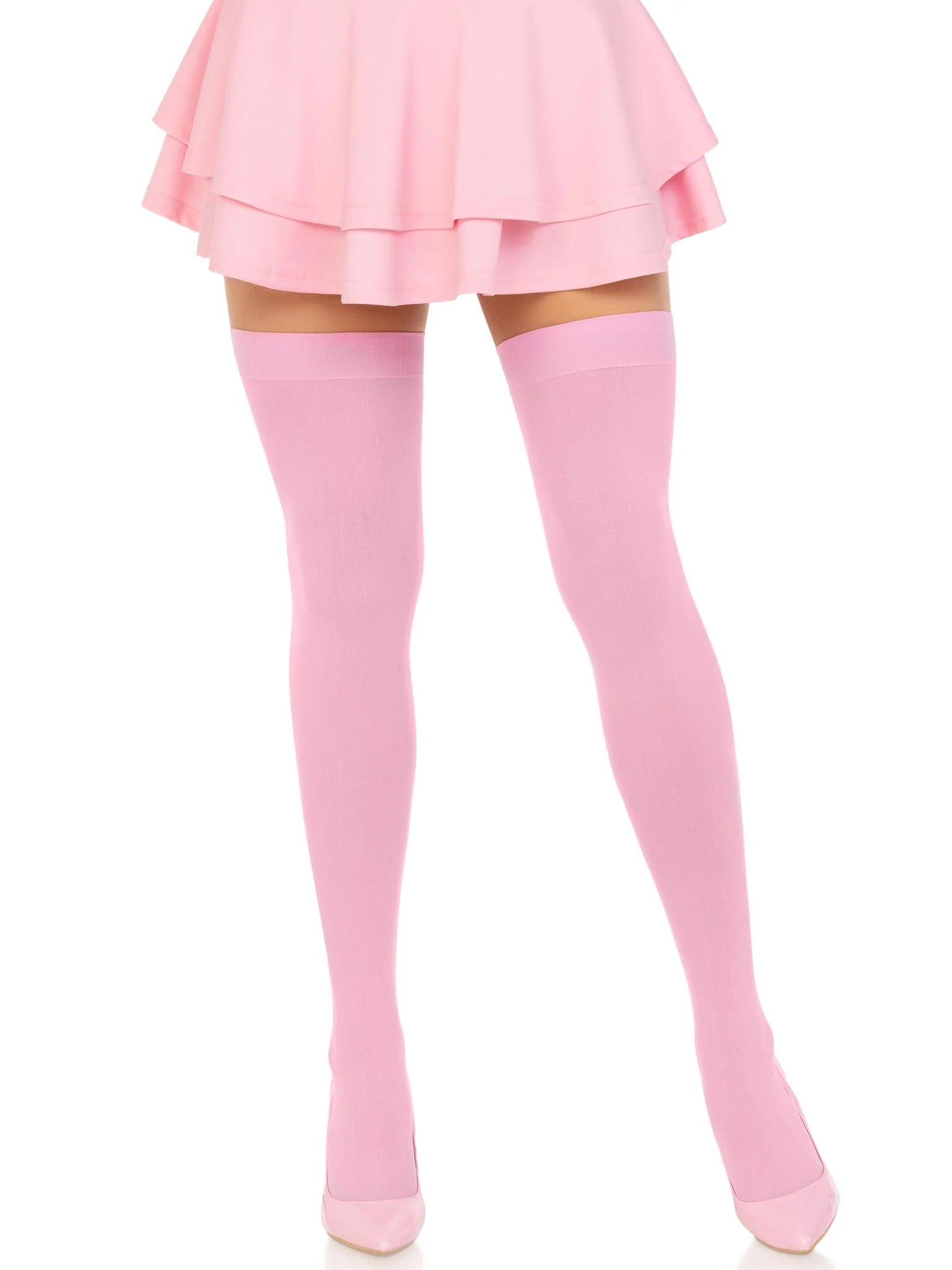 Leg Avenue Pink Opaque Nylon Thigh High Stockings One Size Pink One Size > Clothes > Hosiery > Stockings