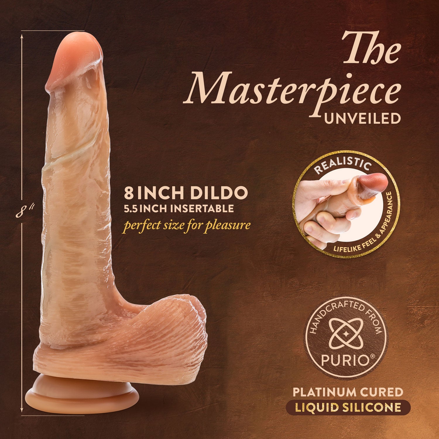 Renaissance DaVinci 8 Inch Realistic Sliding Dildo Tan Dongs Realistic