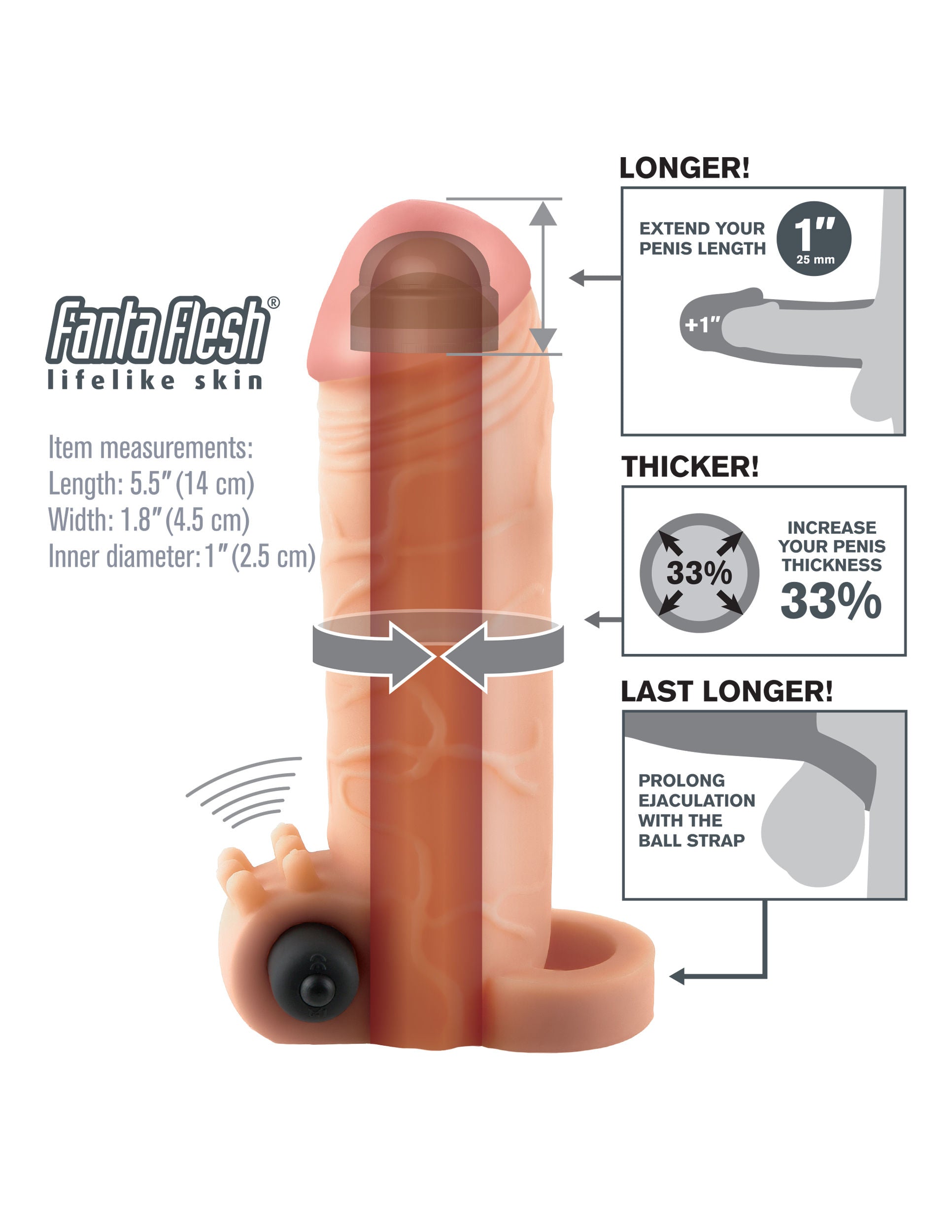 Fantasy X-Tensions Vibrating Penis Extension Sleeve Light SLEEVES