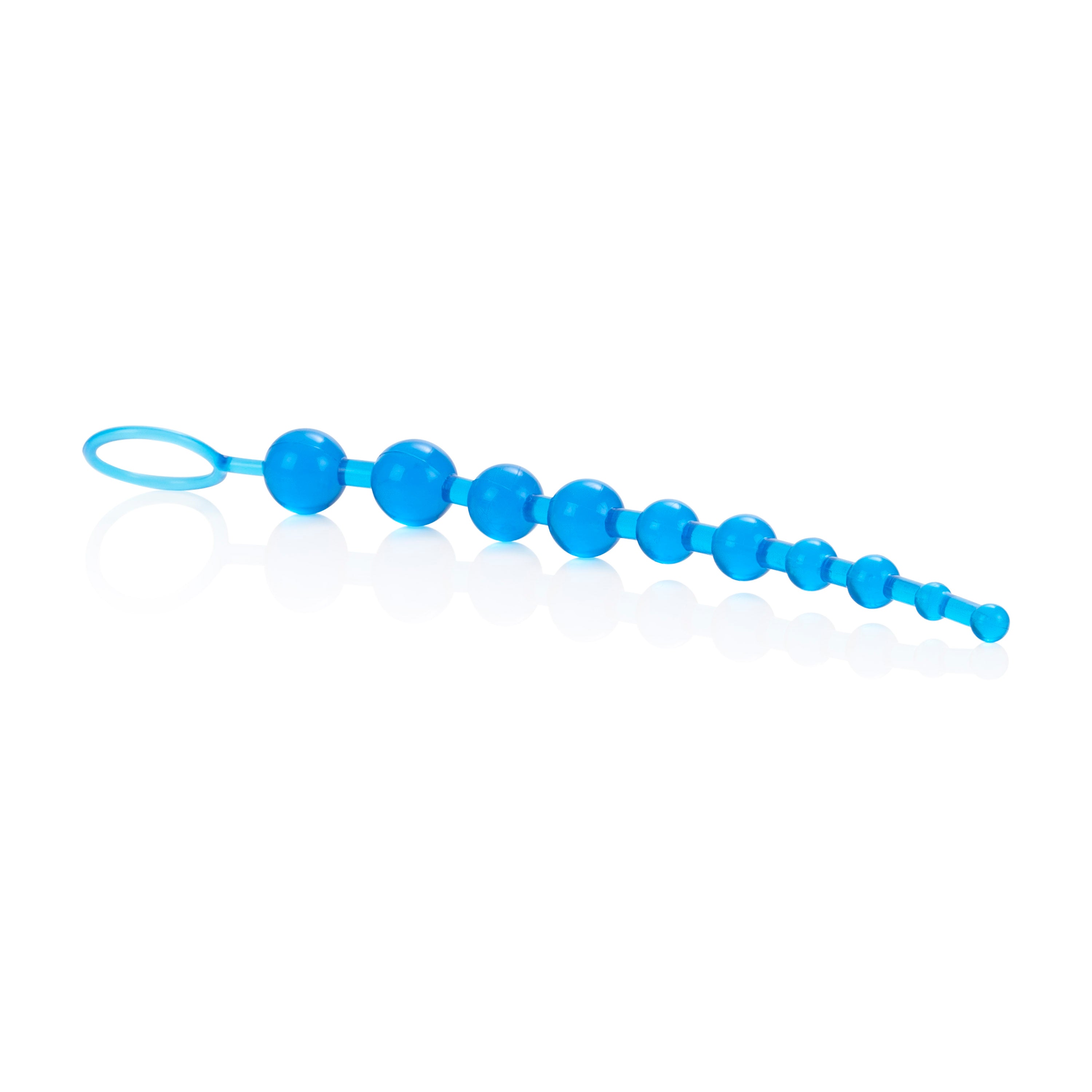 X-10 Blue Graduated Anal Beads with 10 Pliable Jelly Balls and Easy Retrieval Loop > Anal Range > Anal Beads