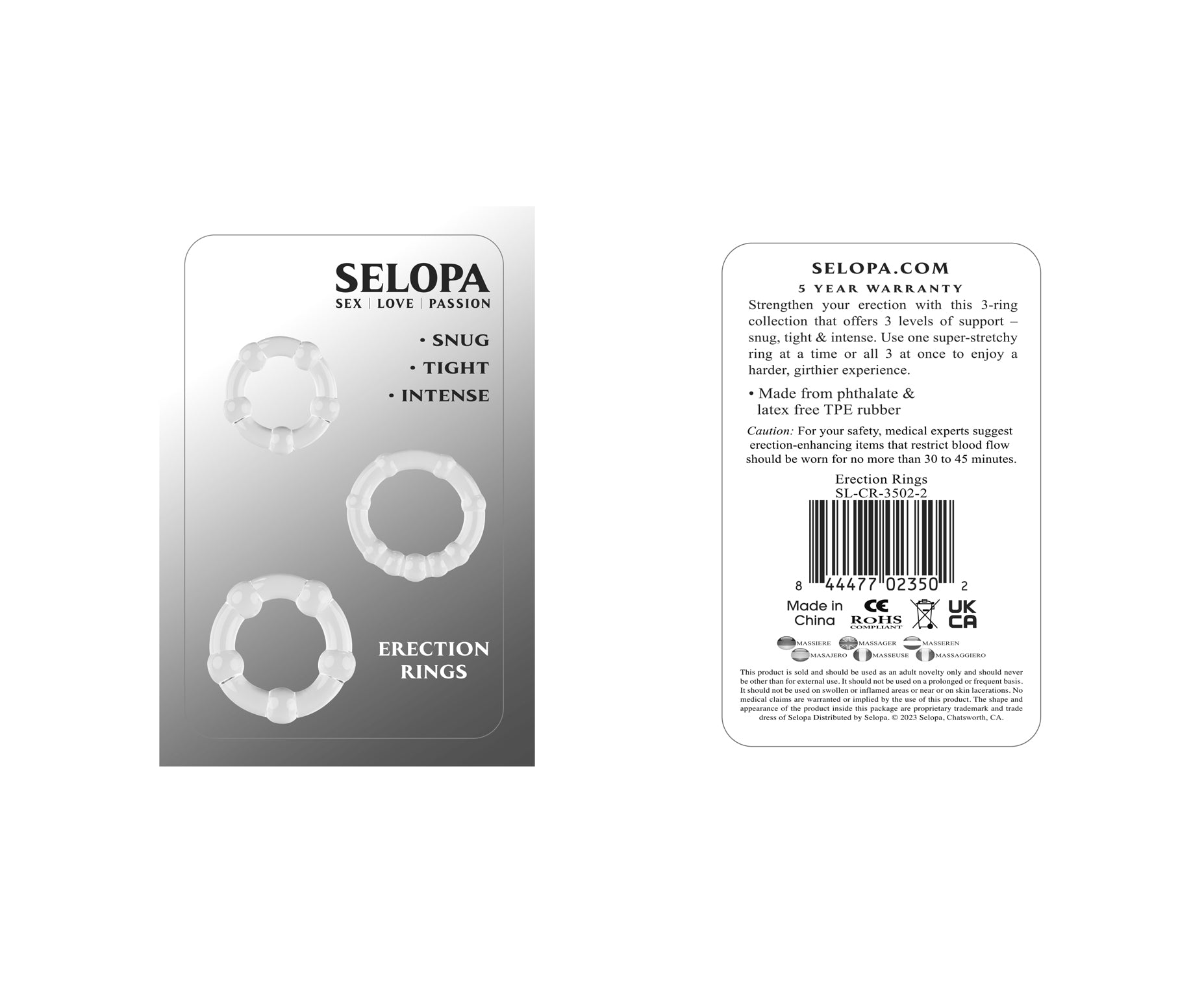 Selopa Cock Rings - Set of 3 for Enhanced Pleasure COCK RING Set
