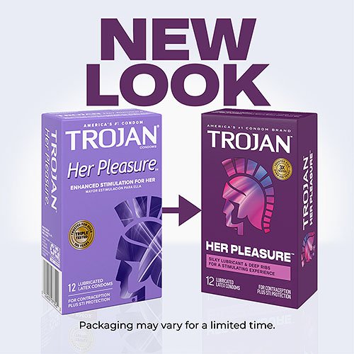 Trojan Her Pleasure Ribbed and Contoured Condoms 12 Pack > Essentials > Condoms