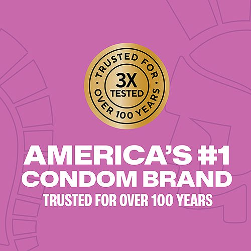 Trojan background, gold seal “3X tested, trusted for over 100 years” & “America’s #1 condom brand – trusted for over 100 years.
