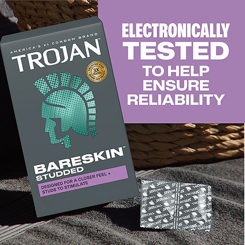 Trojan Studded Bareskin Lubricated Condoms 10 Pack > Essentials > Condoms