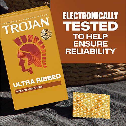 Trojan Ultra Ribbed Condoms – Deep Raised Ribs 12 Pack Condoms > Essentials > Condoms