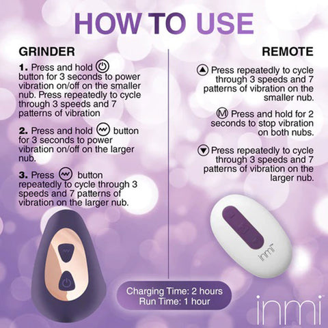 Purple Silicone Vibrating Grinder with Remote Control for Adults Vibrating Pads