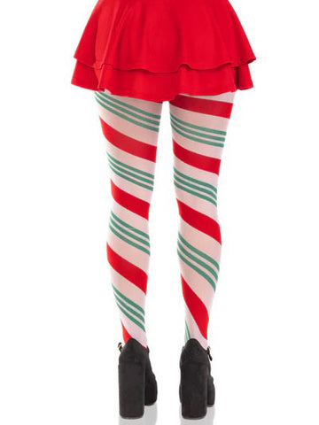 Lane Holiday Ribbon Striped Tights - Green/red - Os > Clothes > Hosiery