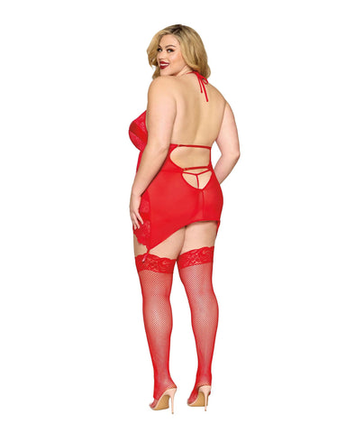 Red Garter Slip and G-String Lingerie One Size Queen Red > Clothes > Plus Size Lingerie