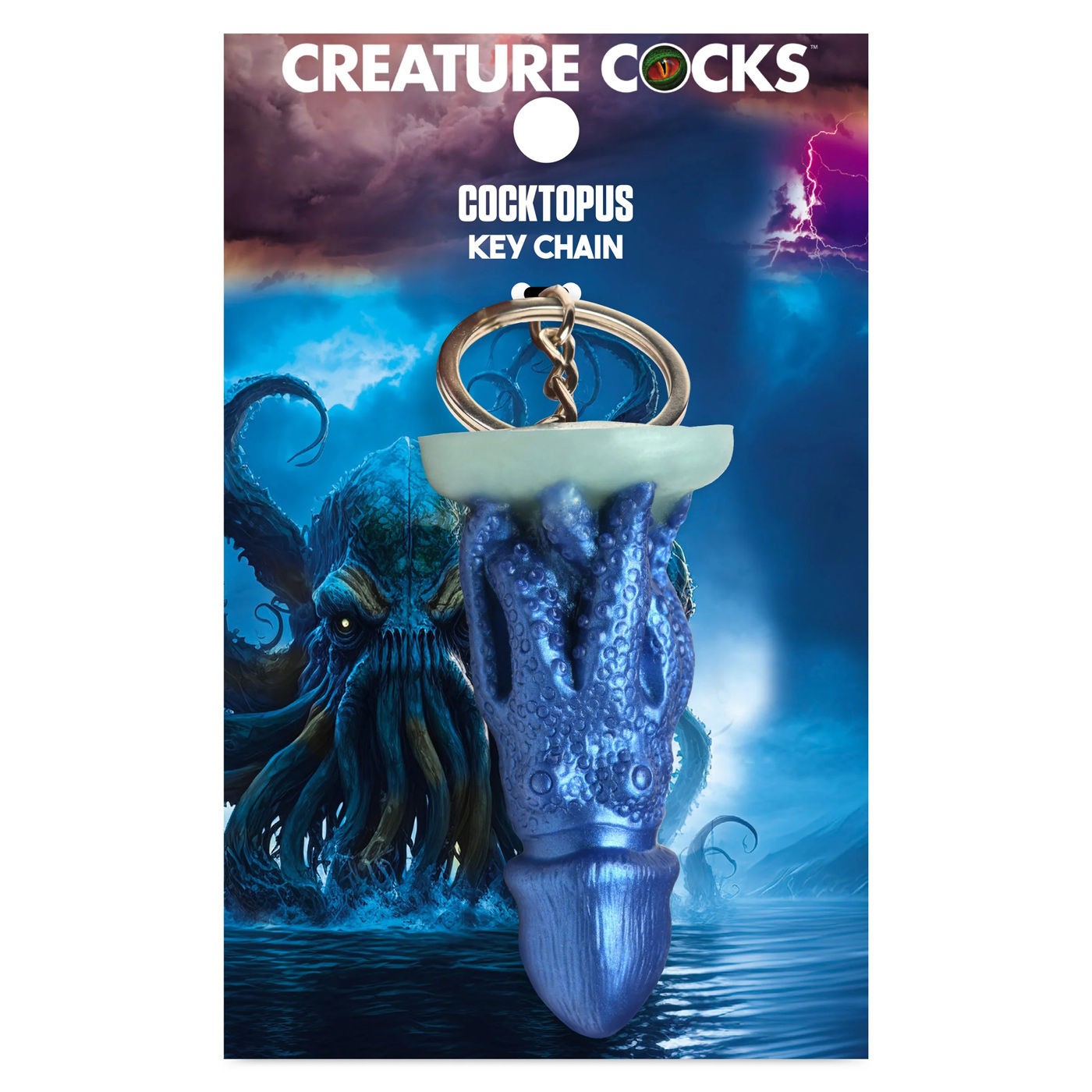 Blue Cocktopus Keychain Adult Novelty Keyring for Fantasy Fans Blue Key Chains