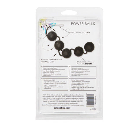 CalExotics Power Balls Black Latex Dipped 5-Ball Pleasure System with Easy Retrieval Cord 1.25 Inch Diameter > Sex Toys For Ladies > Kegel Exercise