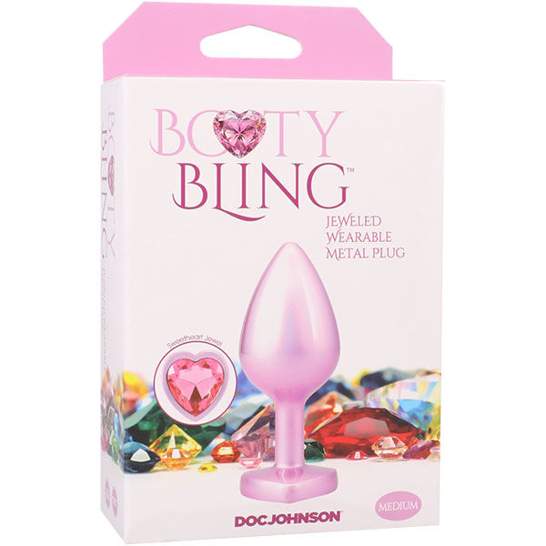 Booty Bling Metal Heart Plug (Pink) – Medium Metal Butt Plug Pink > Anal Range > Jewel Butt Plugs