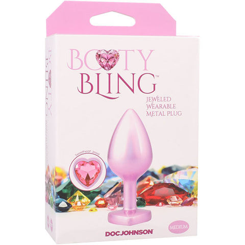 Booty Bling Metal Heart Plug (Pink) – Medium Metal Butt Plug Pink > Anal Range > Jewel Butt Plugs