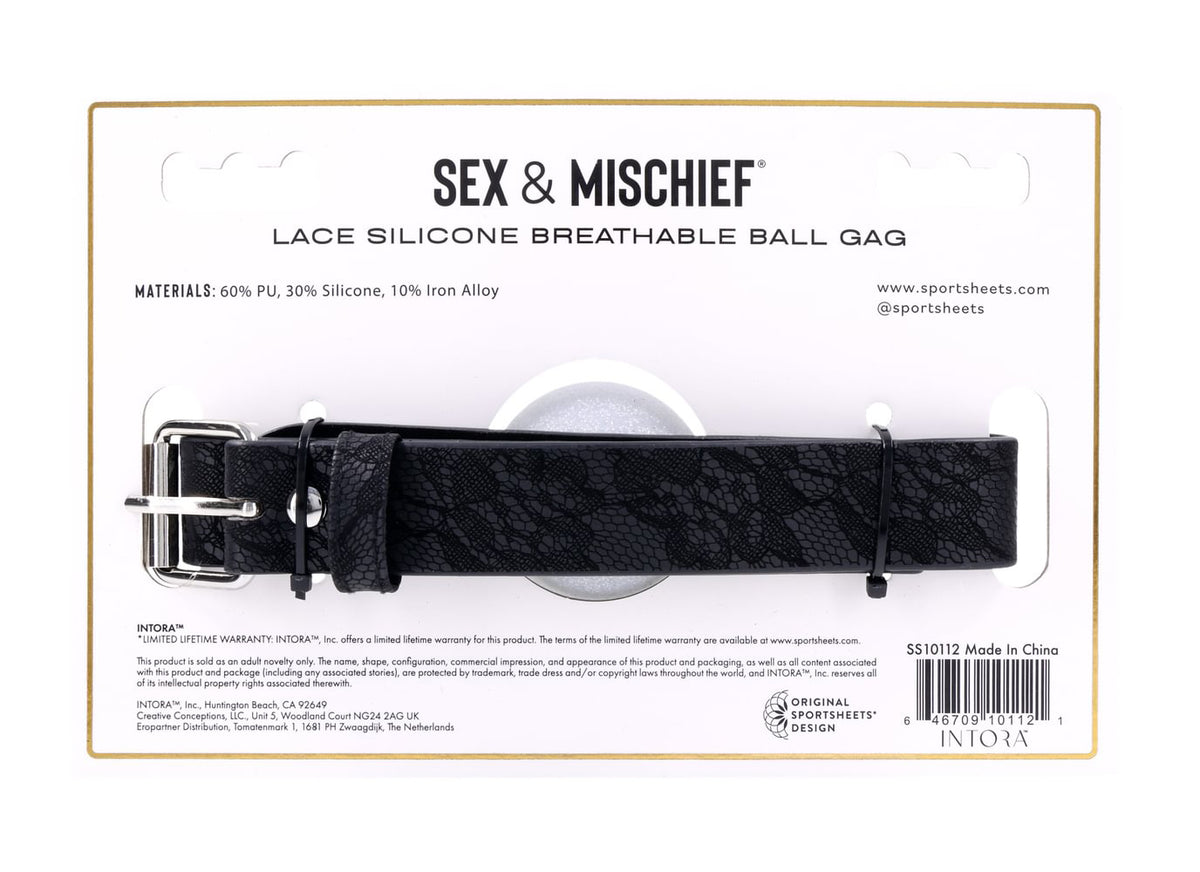 Lace Silicone Breathable Ball Gag – Soft Silicone Mouthpiece with Breathable Design Bondage Accessory Black > Bondage Gear > Gags and Bits