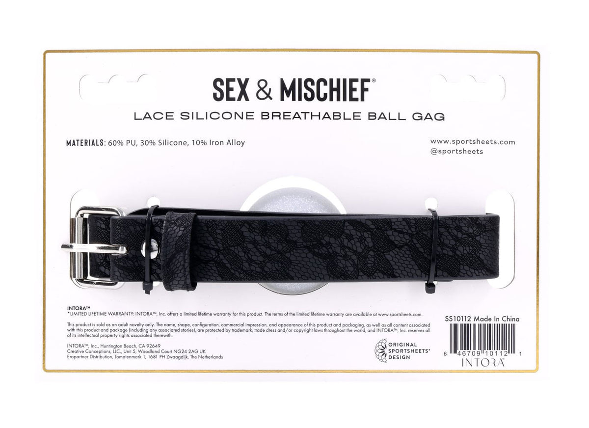 Lace Silicone Breathable Ball Gag for Comfortable Bondage Play Black Gags