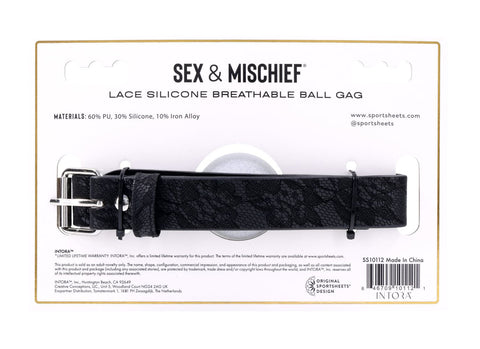 Lace Silicone Breathable Ball Gag for Comfortable Bondage Play Black Gags