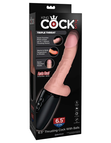 King Cock Plus 6.5 Inch Thrusting Cock with Balls - 16.5 cm Dong Beige DONGS