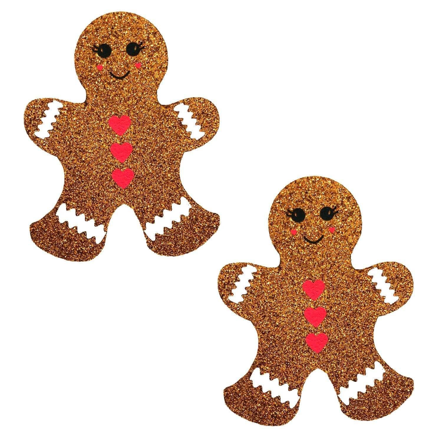 Glitter Gingerbread Man Nipple Cover Pasties for Lingerie Brown Pasties
